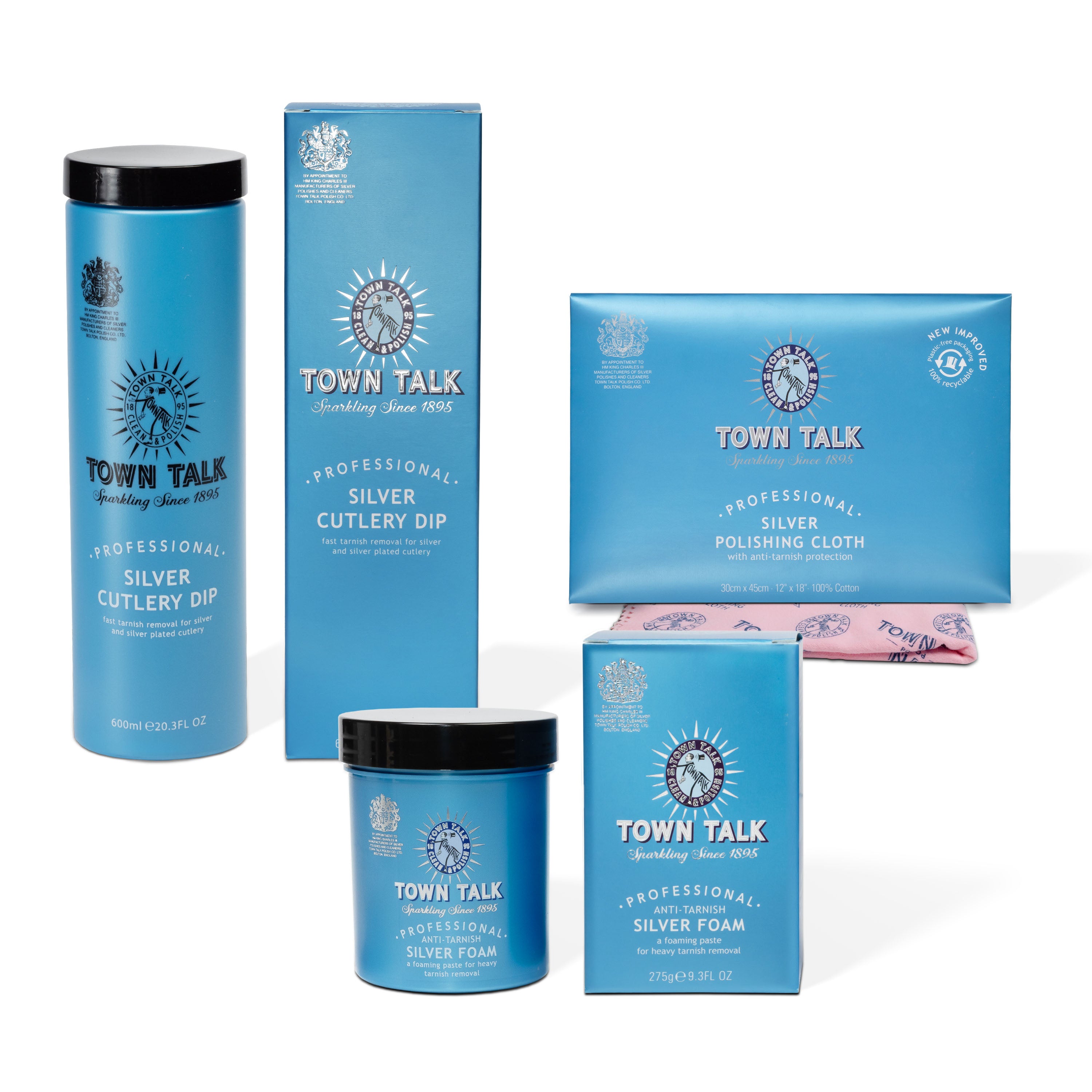 Silver Cutlery Cleaning Bundle, including Cutlery Dip, Silver Foam and Polishing Cloth