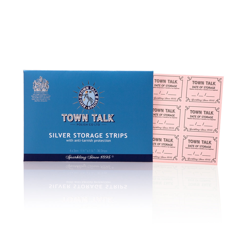 Town Talk Polish Silver Storage Strips with Anti-Tarnish Protection 36 Strips Box and Date of Storage Labels