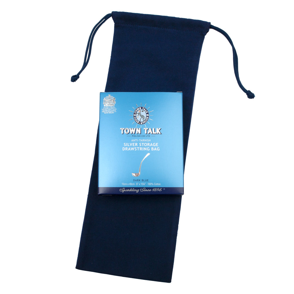 Town Talk Polish Anti-Tarnish Silver Storage Drawstring Bag Dark Blue 40x60cm with Packaging