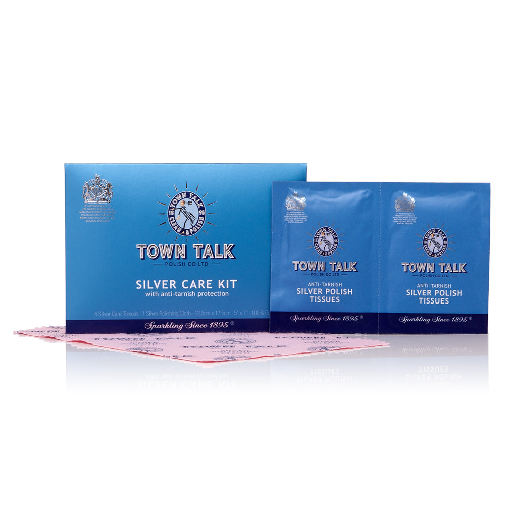 Town Talk Silver Care Kit with Anti-Tarnish Protection, Silver Polish Tissues and Polishing Cloth