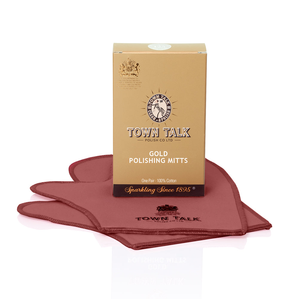 Town Talk Polish Gold Polishing Mitts One Pair 100% Cotton with Packaging