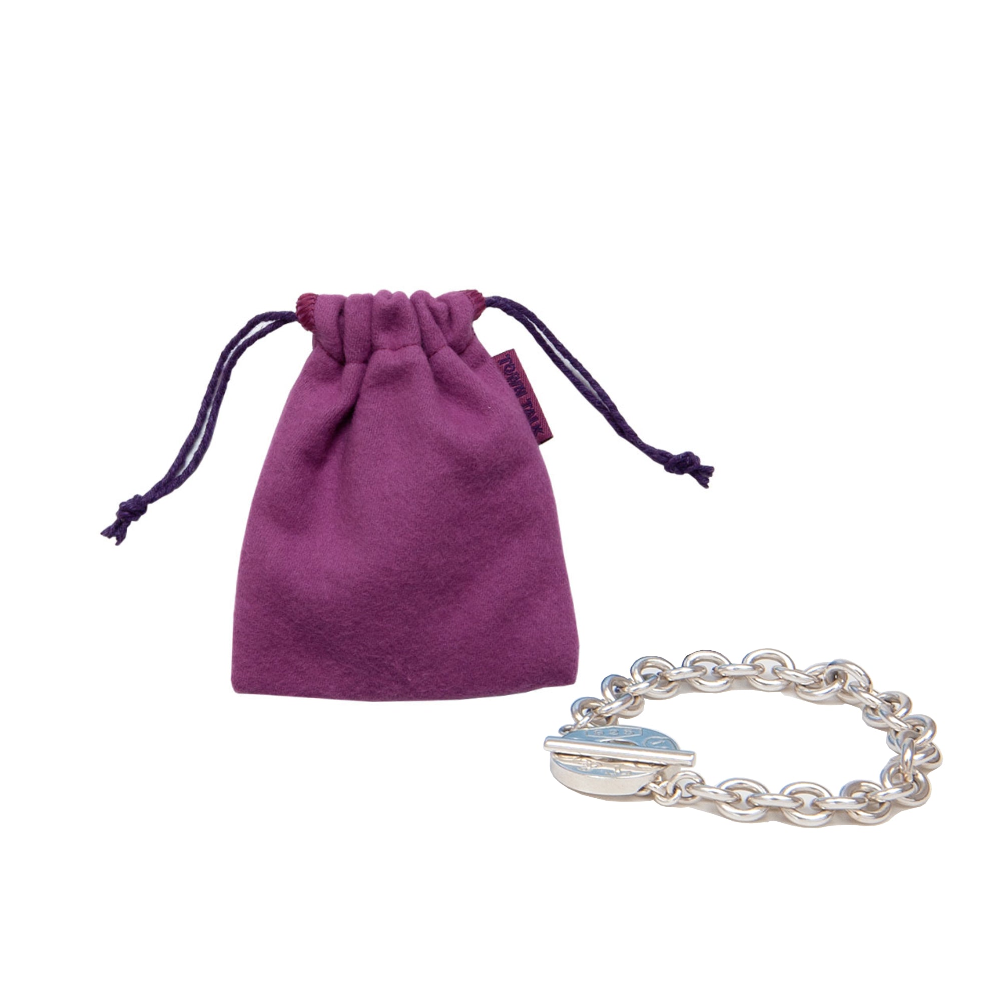 Town Talk Polish Medium Anti-Tarnish Jewellery Pouch in Purple with Silver Chain Bracelet