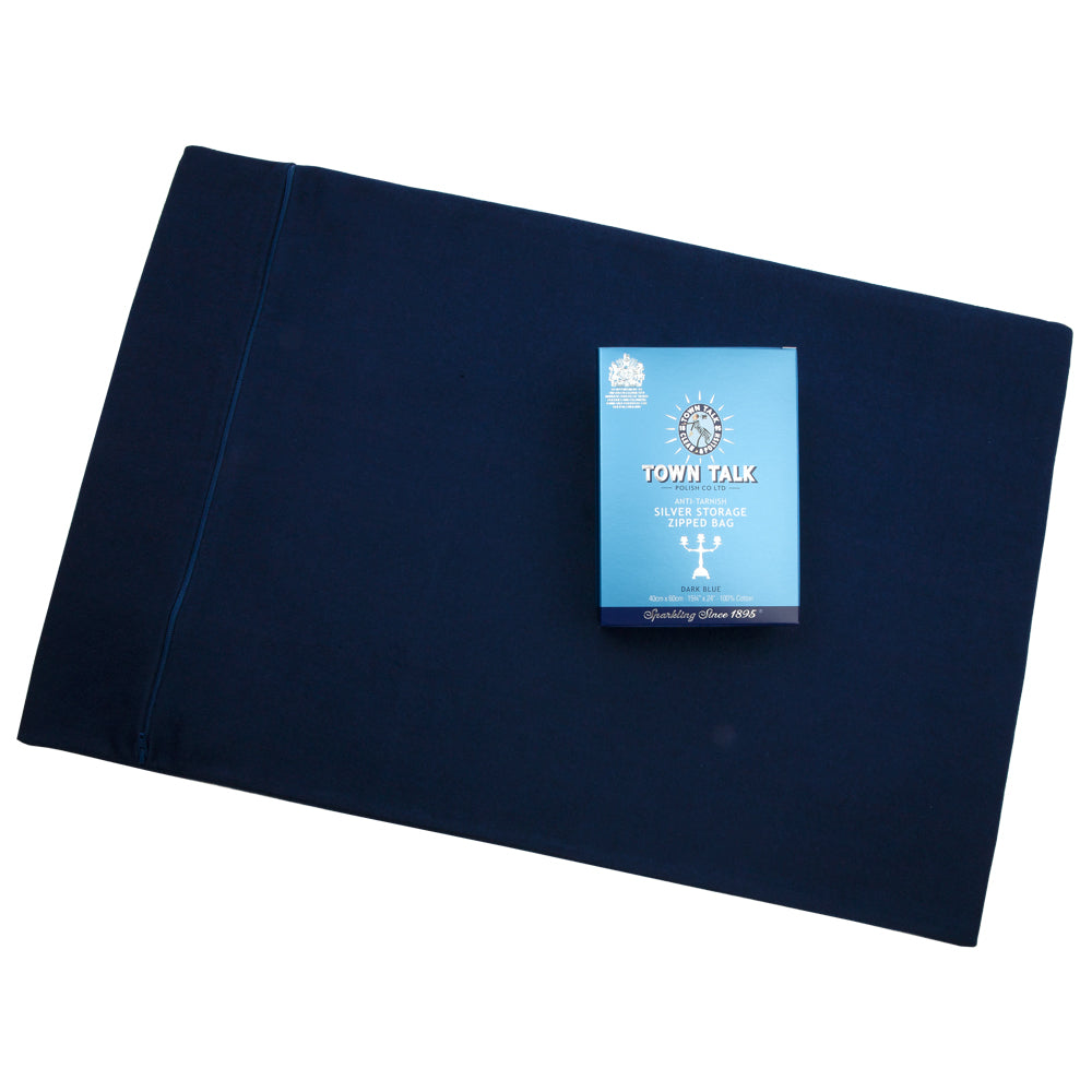 Town Talk Anti-Tarnish Silver Storage Zipped Bag 40x60cm in Dark Blue